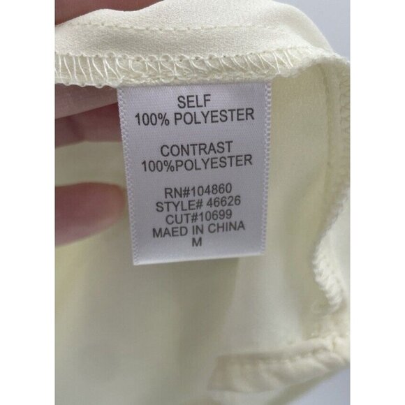 Chloe K Women’s Ivory Sheet Black‎ Collared Blouse Size M Preppy Gothic Feminine - Picture 7 of 10